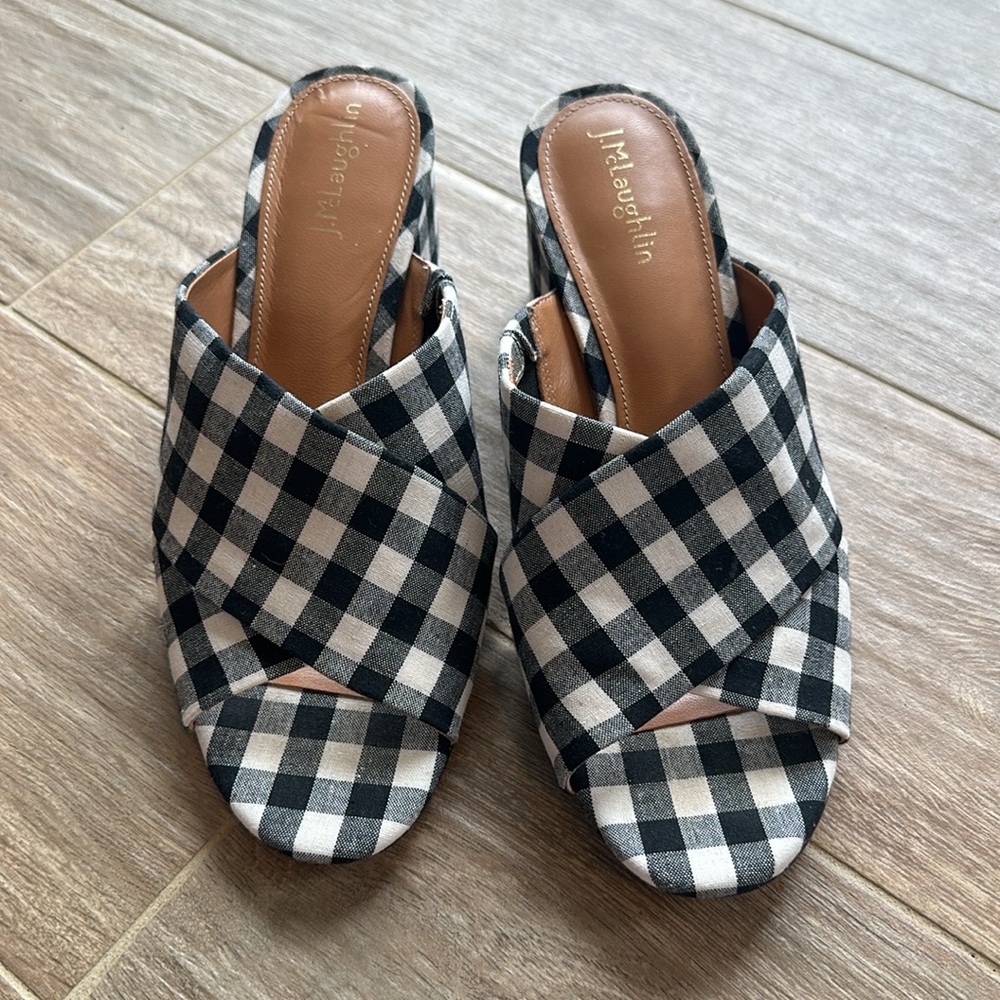 J.McLaughlin Tribeca Gingham Slide Mule Sandals